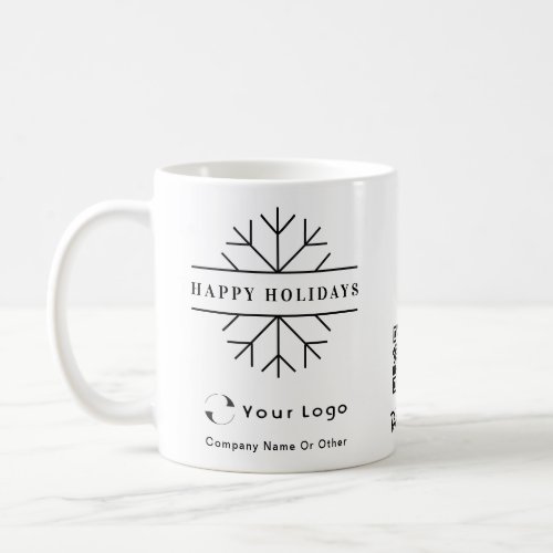 Business Logo QR White Christmas Chic Snowflake Coffee Mug