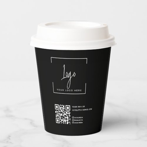 Business Logo QRcode Modern Black corporate  Paper Cups
