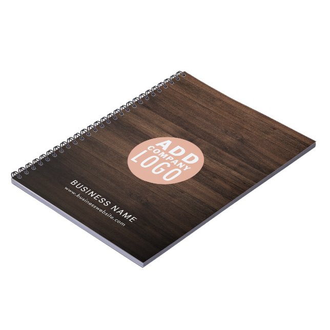 Business Logo Real Estate Agent Wood Look Notebook (Left Side)