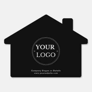 Business Logo Real Estate Simple Modern Black Sign