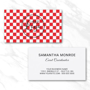 Business Logo Red and White Checkerboard Card