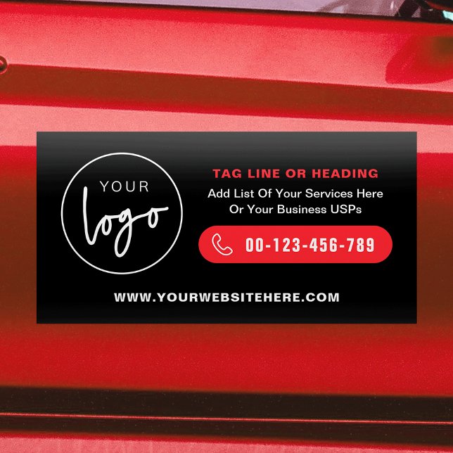 Business Logo Red & Black Marketing Company Car Magnet (Creator Uploaded)