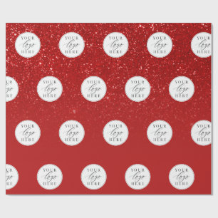 Business Logo Red Christmas Wrapping Paper