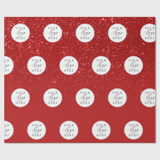 Business Logo Red Christmas Wrapping Paper (Flat)