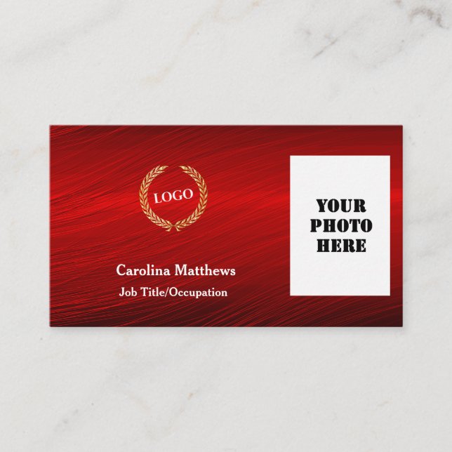 Business Logo Red Photo Card (Front)