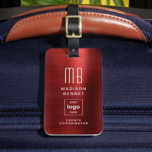 Business Logo Red Professional Travel Luggage Tag