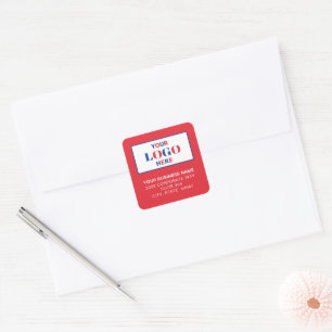 Business Logo Red Square Return Address Labels