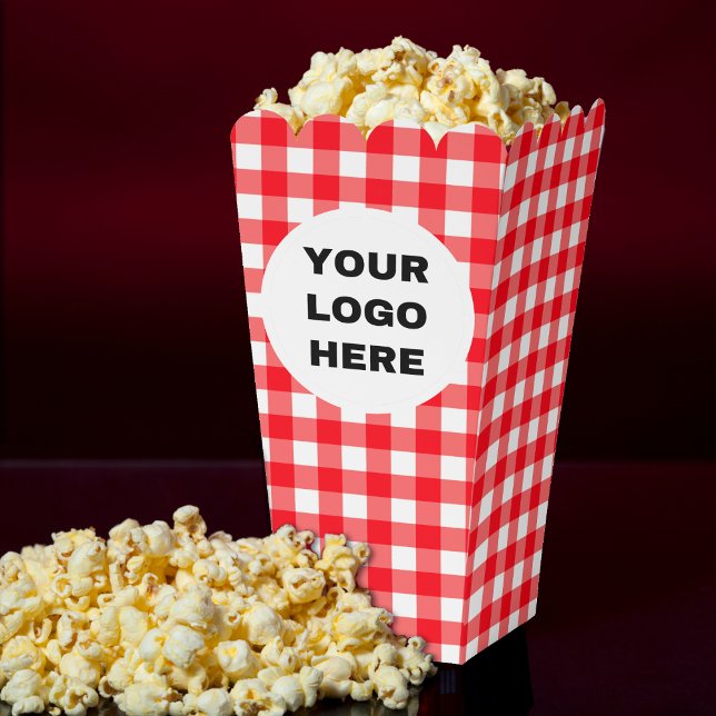 Business Logo Red & White Gingham Plaid Favor Boxes (Business Logo Red & White Gingham Plaid Favor Boxes
)