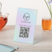 Business Logo Restaurant Menu QR Code Holographic