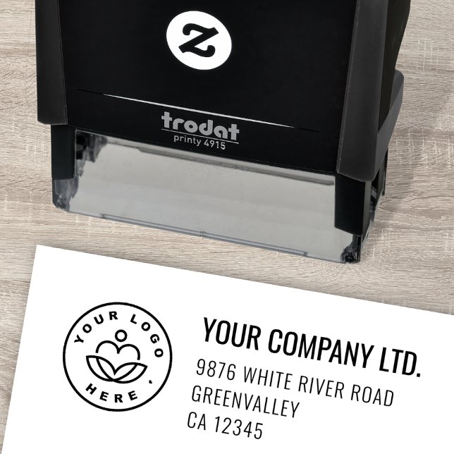 Business Logo Return Address Professional Modern Self-inking Stamp (Creator Uploaded)