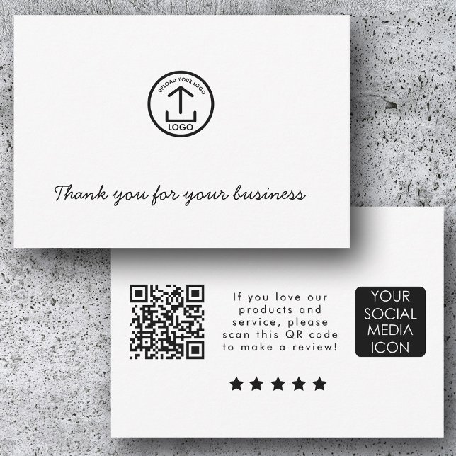 Business Logo Review Link QR Code Thank You White Card (Business Logo Review Link QR Code Thank You White)