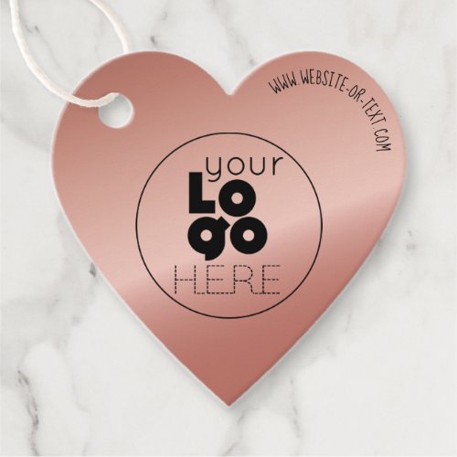 Business Logo Rose Gold Heart Shaped Hang Tag