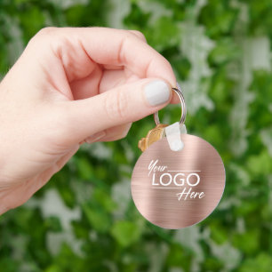 Business Logo Rose Gold Keychain