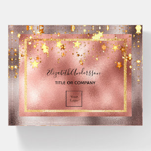 Business logo rose gold pink stars elegant paperweight