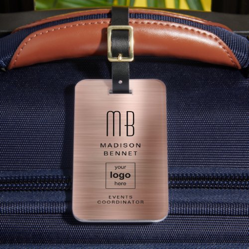 Business Logo Rose Gold Professional Travel Luggage Tag