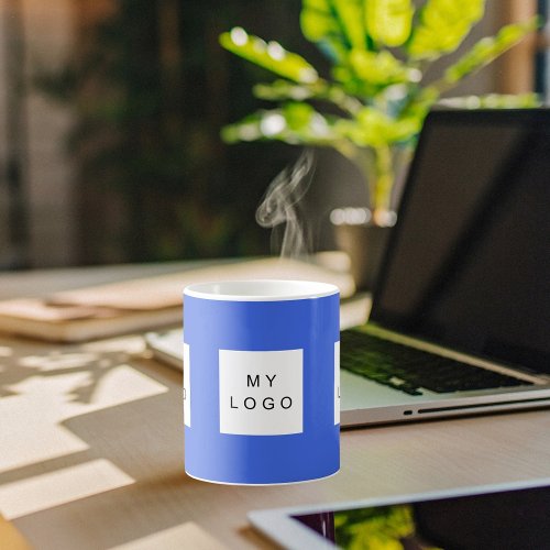 Business logo royal blue coffee mug