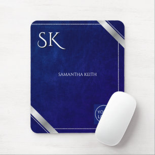 Business Logo Royal Blue Leather 2025 Custom Mouse Pad