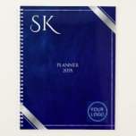 Business Logo Royal Blue Leather 2026 Custom Planner<br><div class="desc">This design features elegant and professional luxurious royal blue leather textured yearly planner,  with minimalist silver accents and customizable monogram. Best for luxury corporate gifting,  businesses looking for premium,  high quality gifts for clients,  employees or executives.</div>