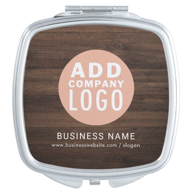 Business Logo Rustic Company Custom Promotional Compact Mirror (Front)