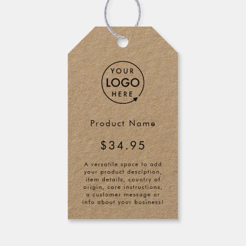 Business Logo  Rustic Kraft Product Price Tags