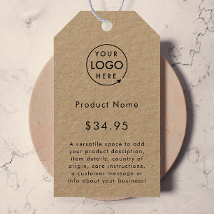 Business Logo Rustic Kraft Product Price Tags
