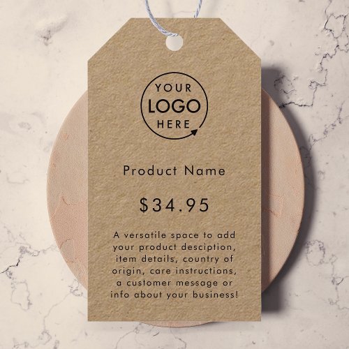 Business Logo  Rustic Kraft Product Price Tags
