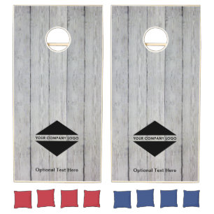 Business Logo Rustic Wood Cornhole Set