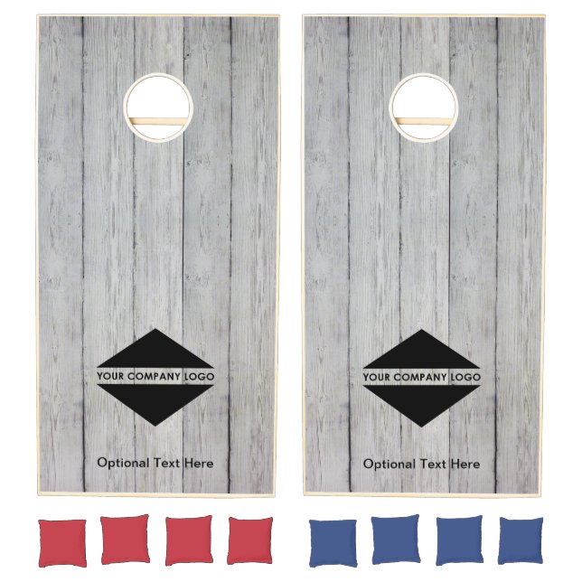 Business Logo Rustic Wood Cornhole Set (Set)