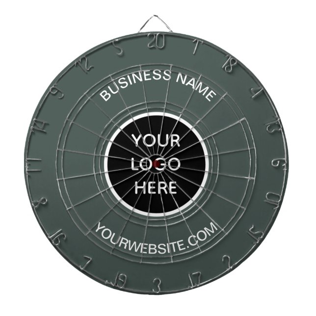 Business Logo Sage Green Company Promotional Dart Board (Front)