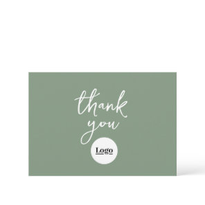 Business Logo Sage Green Thank You Card