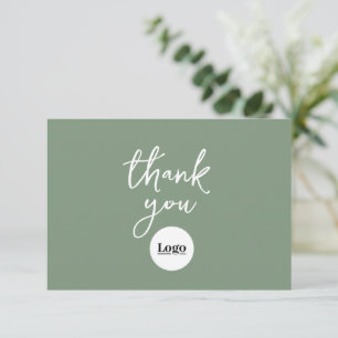Business Logo Sage Green Thank You Card