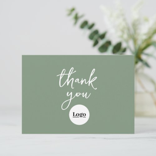 Business Logo Sage Green Thank You Card