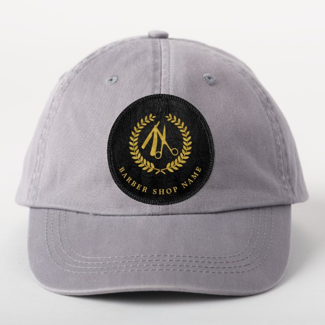 Business logo salon personalized black gold patch (On Headwear)