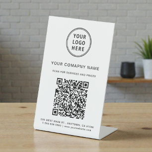 Business Logo Scan Me Create Your QR Code Pedestal Sign