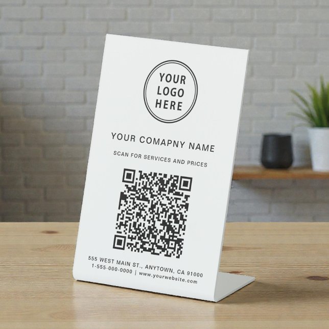 Business Logo Scan Me Create Your QR Code Pedestal Sign (Business Logo Scan Me Create Your QR Code Pedestal Sign)