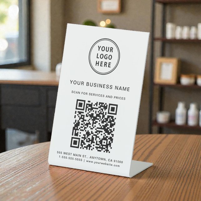Business Logo Scan Me QR Code Pedestal Sign (Business Logo Scan Me QR Code Pedestal Sign)