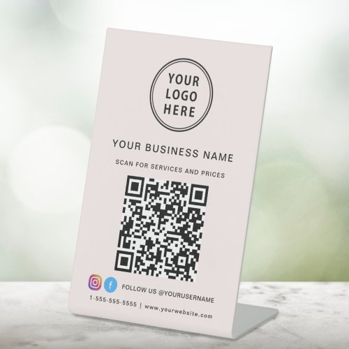 Business Logo Scan Me QR Code Social Media Pink Pedestal Sign