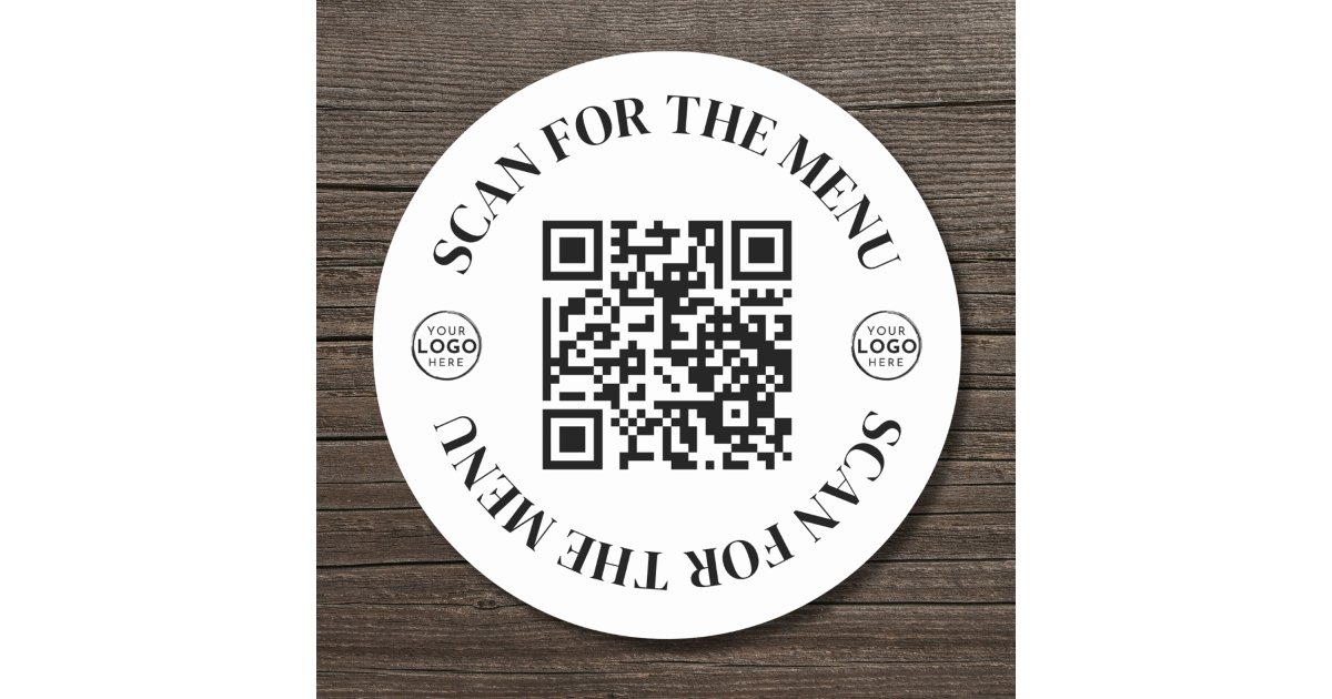 Business Logo Scan Menu QR Code Classic Round Sticker | Zazzle