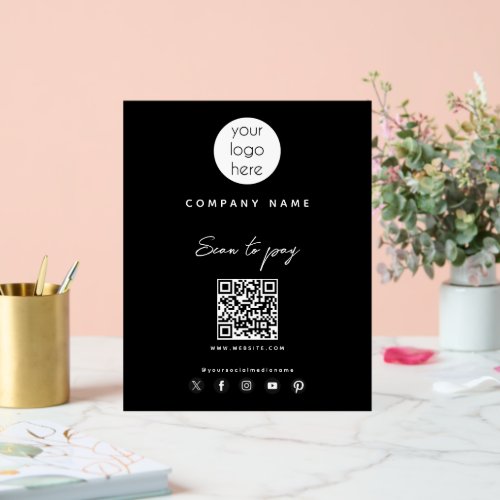 Business Logo Scan to Pay QR Code Social Media   Acrylic Sign