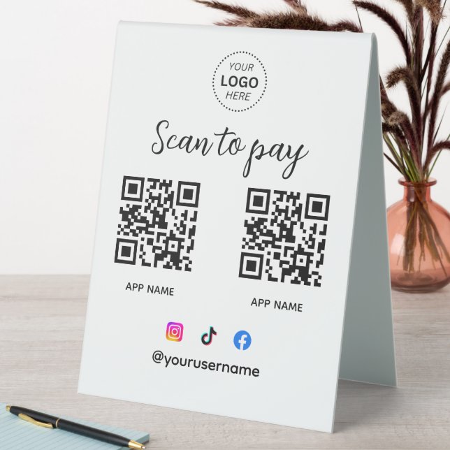 Business Logo Scan To Pay Qr Code  Table Tent (In SItu (Table))