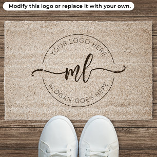 Business Logo Script Monogram Initials Fiber Doormat