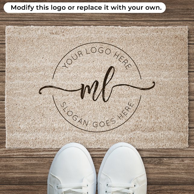 Business Logo Script Monogram Initials Fiber Doormat (Creator Uploaded)
