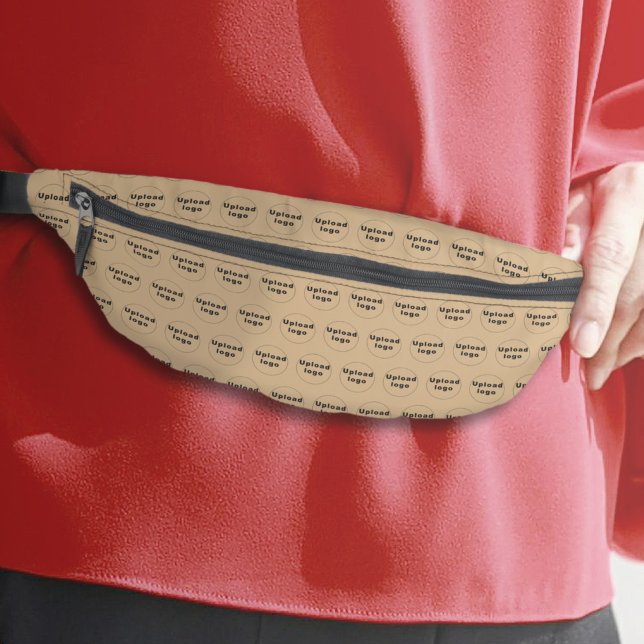 Business Logo Seamless Pattern on Light Brown Fanny Pack (Business logo seamless pattern on light brown fanny pack)