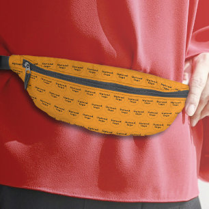 Business Logo Seamless Pattern on Orange Color Fanny Pack