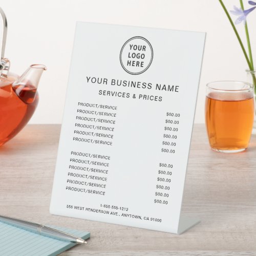 Business Logo Services Product Price List Pedestal Sign