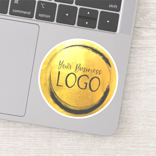 Business Logo Shiny Faux Yellow Gold Foil Circle Sticker