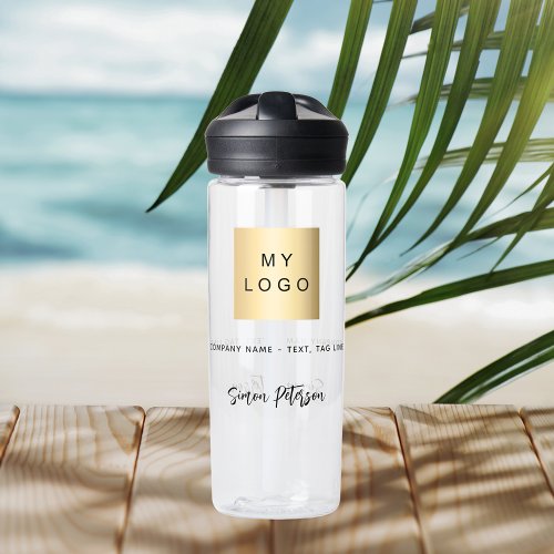 Business logo signature name brand color water bottle