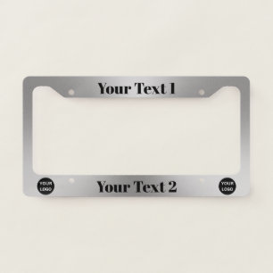 Business Logo Silver and Black Your Text Template License Plate Frame