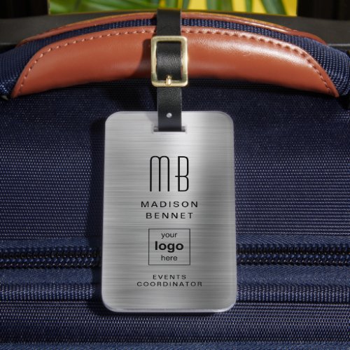 Business Logo Silver Gray Professional Travel Luggage Tag