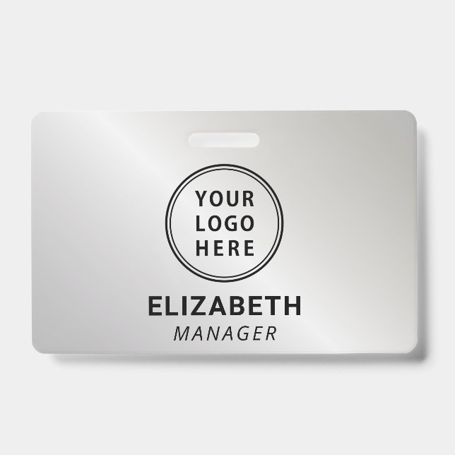 Business Logo Silver Name Badge (Front)